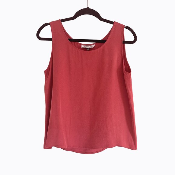 2PC: Vintage Travis Ayers Blouse Tank Set Sz 8 Red Silk Career Preppy Academia - Picture 4 of 11